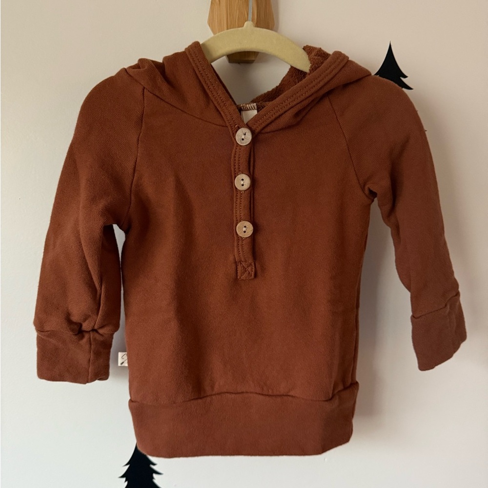 Childhoods Clothing Henley Hoodie - Cognac - 6-12 Months